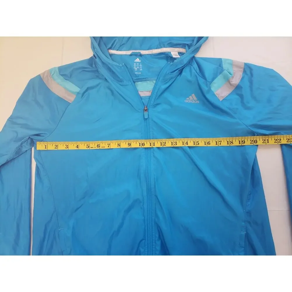 Adidas Running Anthem Jacket Womens L Lightweight Packable Blue Brand